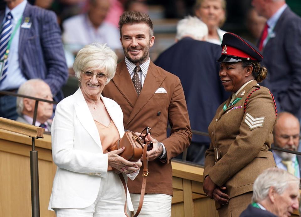 David Beckham and his mother Sandra sat in the royal box on day 10 of Wimbledon (Adam Davy/PA) (PA Wire)