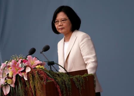 Taiwan’s President Tsai Ing-wen addresses during an inauguration ceremony in Taipei, Taiwan May 20, 2016. REUTERS/Tyrone Siu