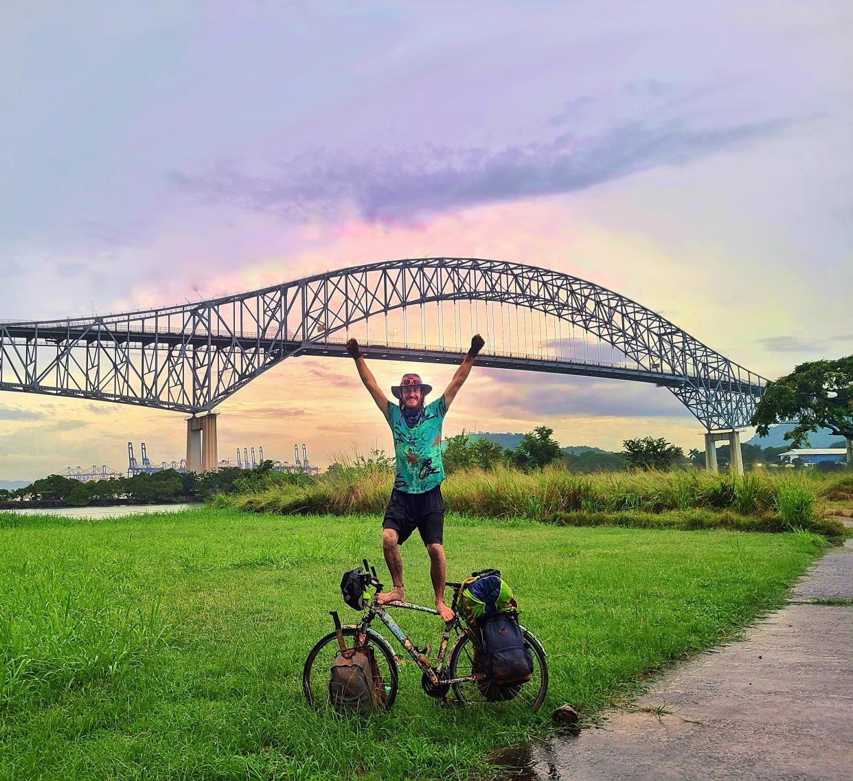 Daniel James of Canton recently completed a solo cycling tour through Central America, starting in Texas and ending in Panama. James did the trip while riding barefoot.