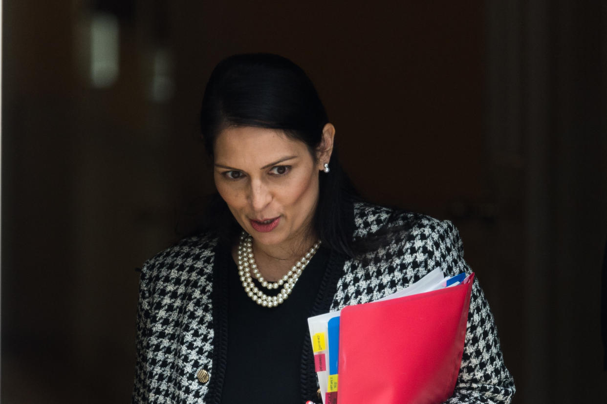 LONDON, UNITED KINGDOM - JUNE 24, 2021: Secretary of State for the Home Department Priti Patel leaves 10 Downing Street on June 24, 2021 in London, England. (Photo credit should read Wiktor Szymanowicz/Barcroft Media via Getty Images)