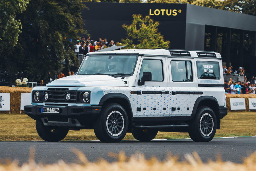 Ineos Grenadier FCEV demonstrator on Goodwood Hillclimb front quarter tracking