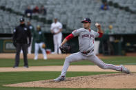 Washington Nationals' MacKenzie Gore pitches to an Oakland Athletics batter during the fifth inning of a baseball game Saturday, April 13, 2024, in Oakland, Calif. (AP Photo/Godofredo A. Vásquez)