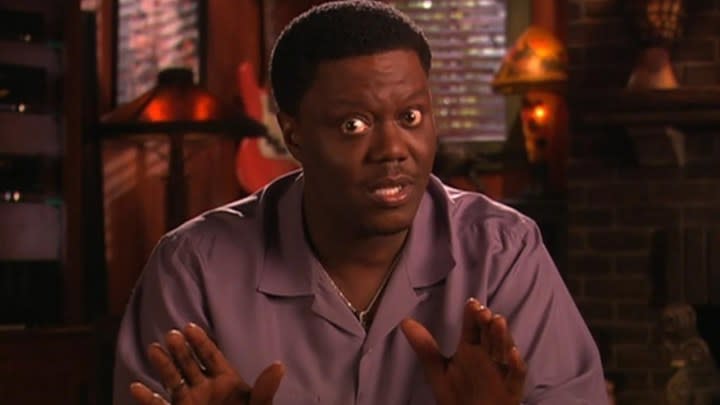 Bernie Mac speaking animatedly to the camera while breaking the fourth wall on The Bernie Mac Show.