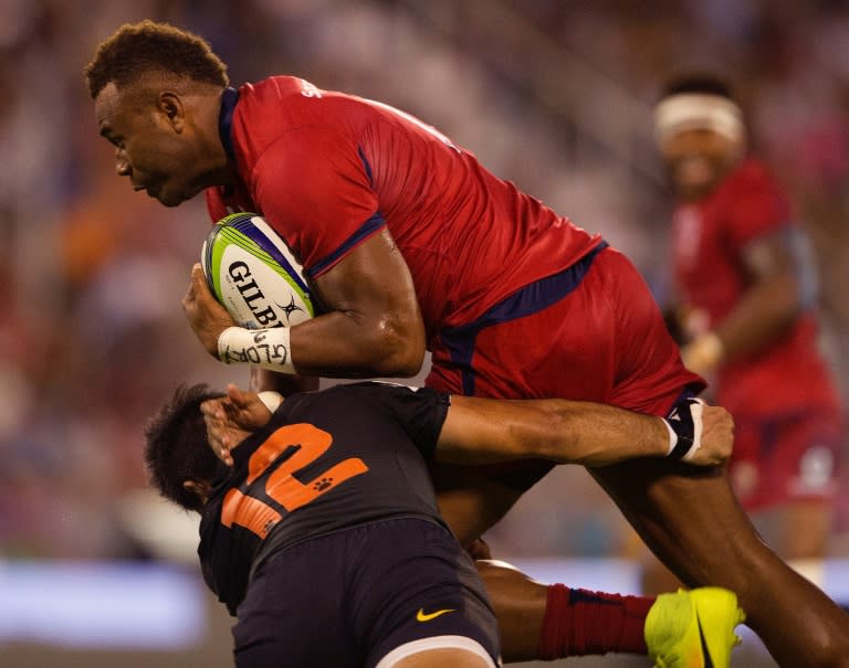 Queensland Reds' Eto Nabuli (top) and Kane Douglas were sin-binned within 60secs during the first half, leaving the Reds to play nine minutes against the Jaguares with 13 men