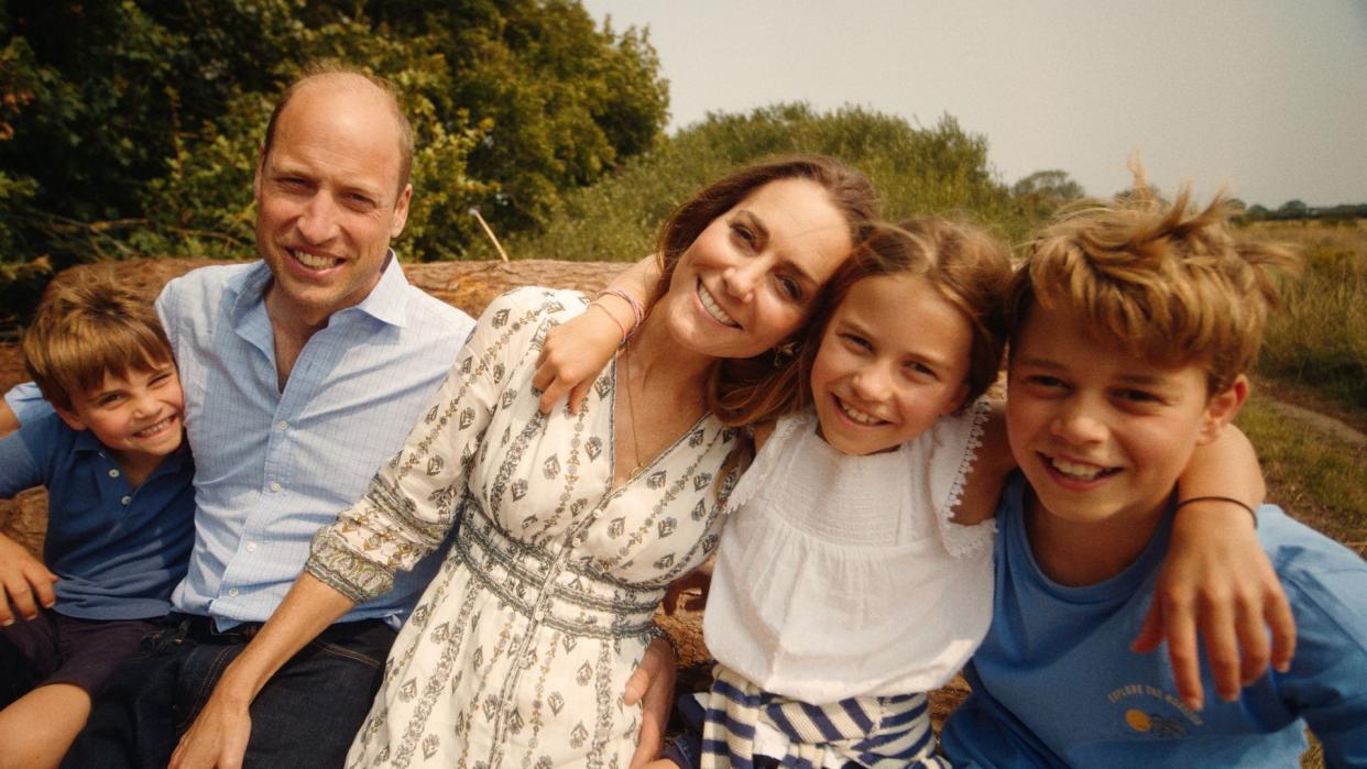 The Wales family pose for a smiley photograph