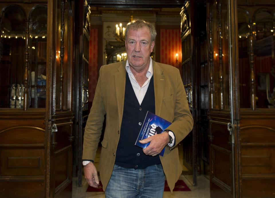 Jeremy Clarkson leaves the Noel Coward Theatre in London after watching a performance of 