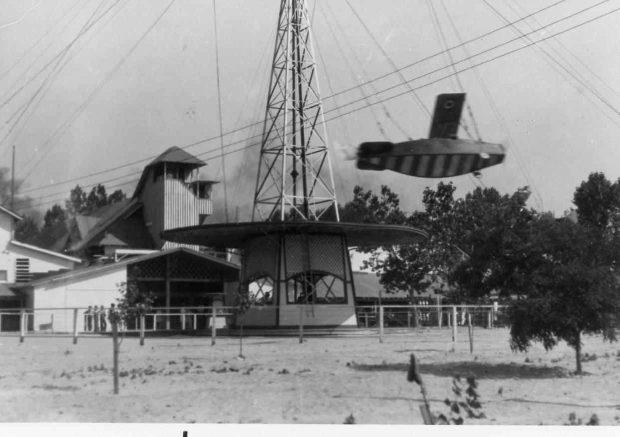 An airplane ride from Silver Beach Amusement Park, honoring the local lore that the first flight actually took place on Silver Beach.