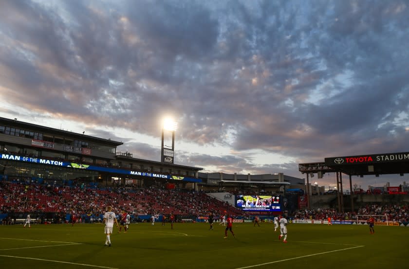 The sun sets during the second half as FC Dallas plays host to the Philadelphia Union on Saturday, Feb. 29, 2020, at Toyota Stadium in Frisco, Texas. FC Dallas won, 2-0. (Ryan Michalesko/Dallas Morning News/TNS) ** OUTS - ELSENT, FPG, TCN - OUTS **