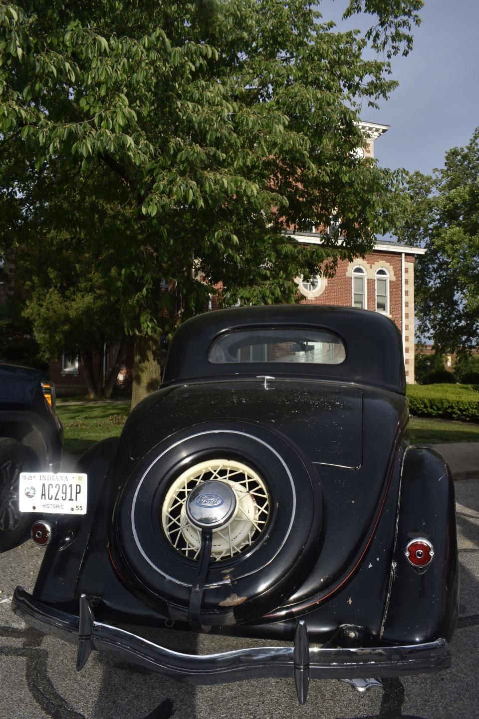 A 1935 Ford owned by Roger Stiles parked on the courthouse square in Martinsville on a recent Thursday evening.
