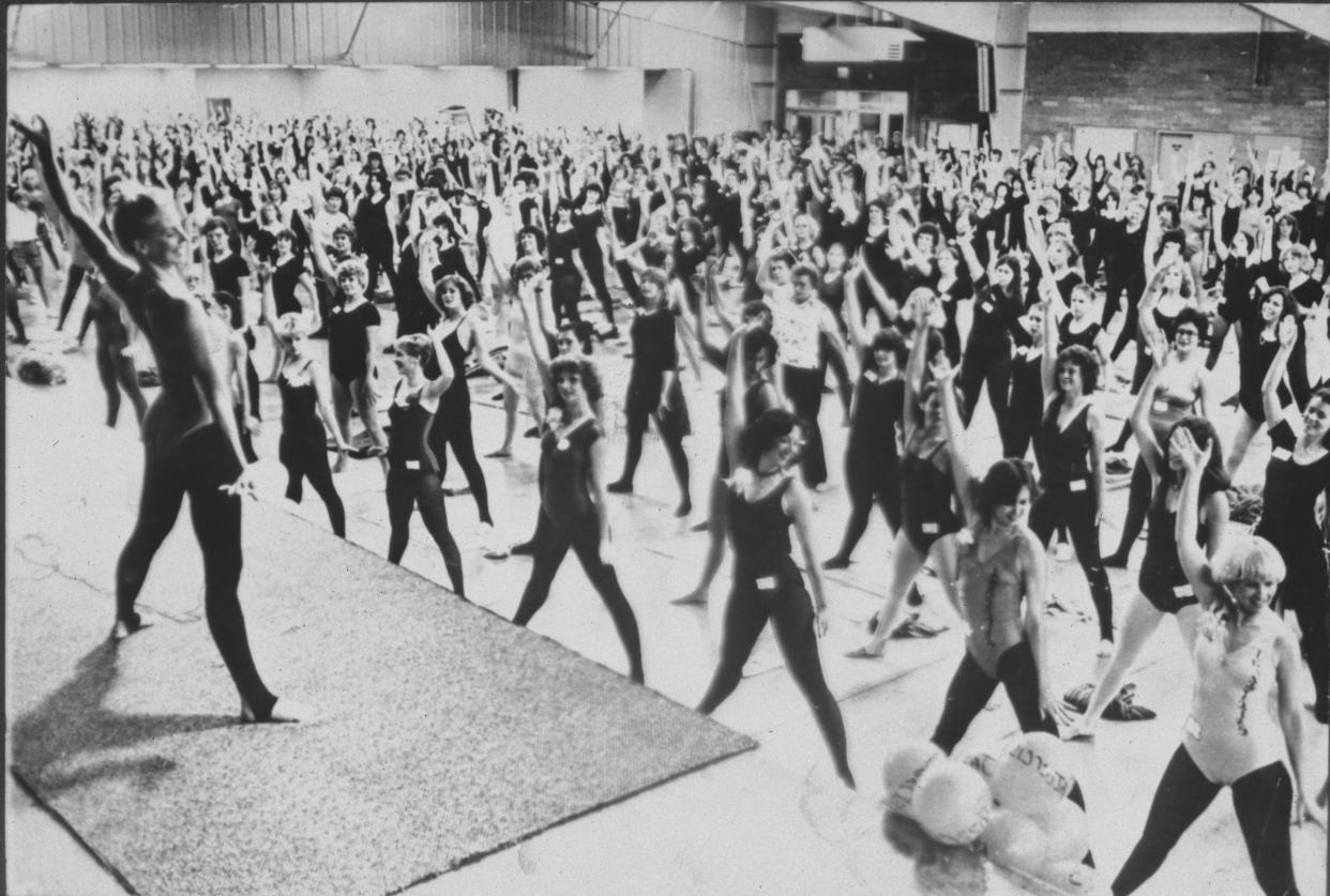 Missett teaching one of her earliest Jazzercise classes. (Photo courtesy of Jazzercise)