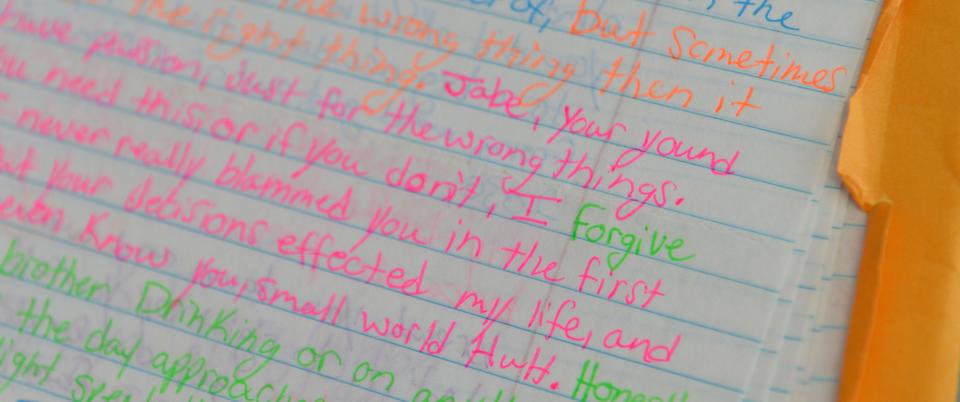 Jabe Carney has saved letters he received in prison, from the sisters of his friend, Jason Gibson.  In one letter, Gibson's sister tells Carney that she forgives him.  Carney is serving a 25 year sentence for DUI manslaughter and related charges for a crash near the Sunshine Skyway that killed Gibson in 2006.