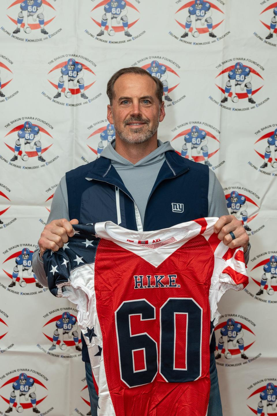 Shaun O'Hara, former Hillsborough High School player and former New York Giants player, at the media day for the inaugural Shaun O’Hara Senior Bowl for the All-Star game on Wednesday, May 15 at Hillsborough High School.