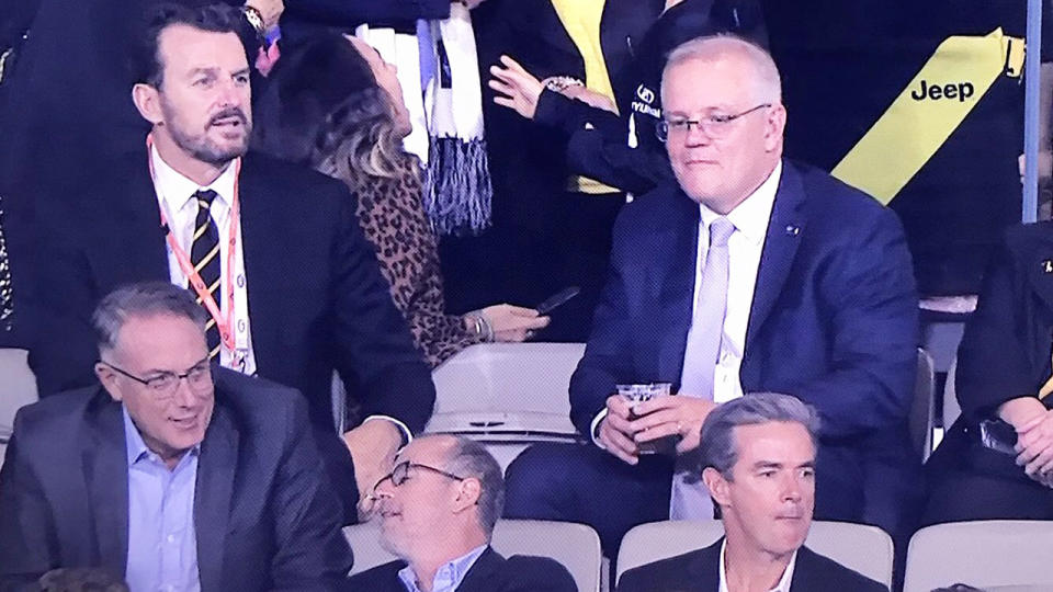 Scott Morrison, pictured here at the AFL for Richmond's clash with Carlton. 