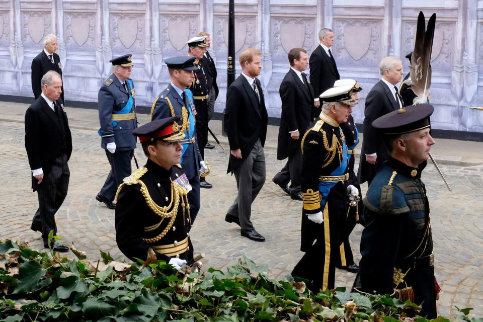 <p>Princess Margaret's son David Armstrong-Jones also marched in the procession. David is Queen Elizabeth's nephew.</p>