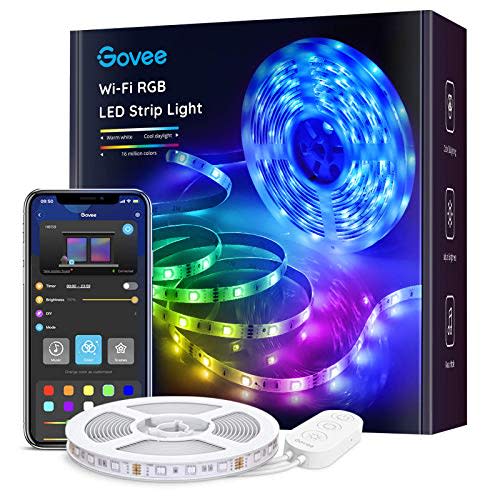 Govee Smart LED Strip Lights, 16.4ft WiFi LED Light Strip Work with Alexa and Google Assistant, 16 Million Colors with App Control and Music Sync LED Lights for Bedroom, Kitchen, TV, Party, Holiday (AMAZON)
