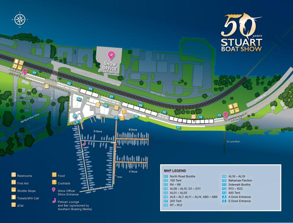 The show map for the 50th annual Stuart Boat Show Jan. 12-14, 2024.