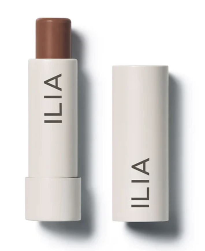 brown shade of lip balm in white tube