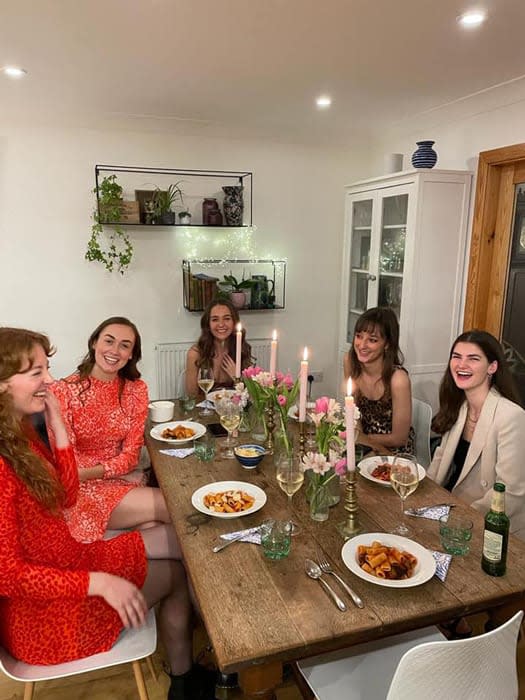 group of young women at dinner