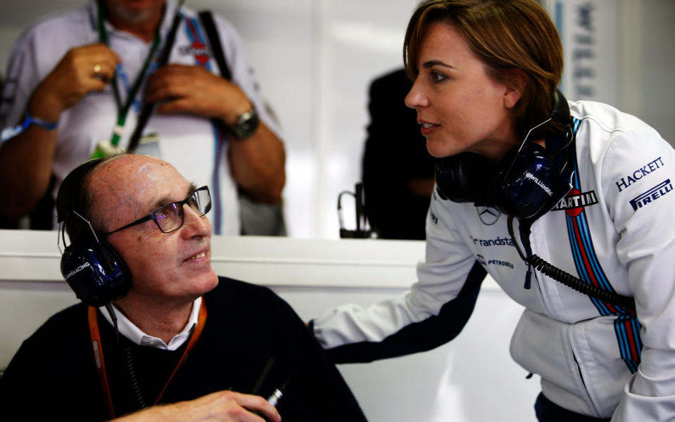 Claire Williams with her father, Sir Frank Williams, who founded the business in 1977 - Credit: LAT Photographic