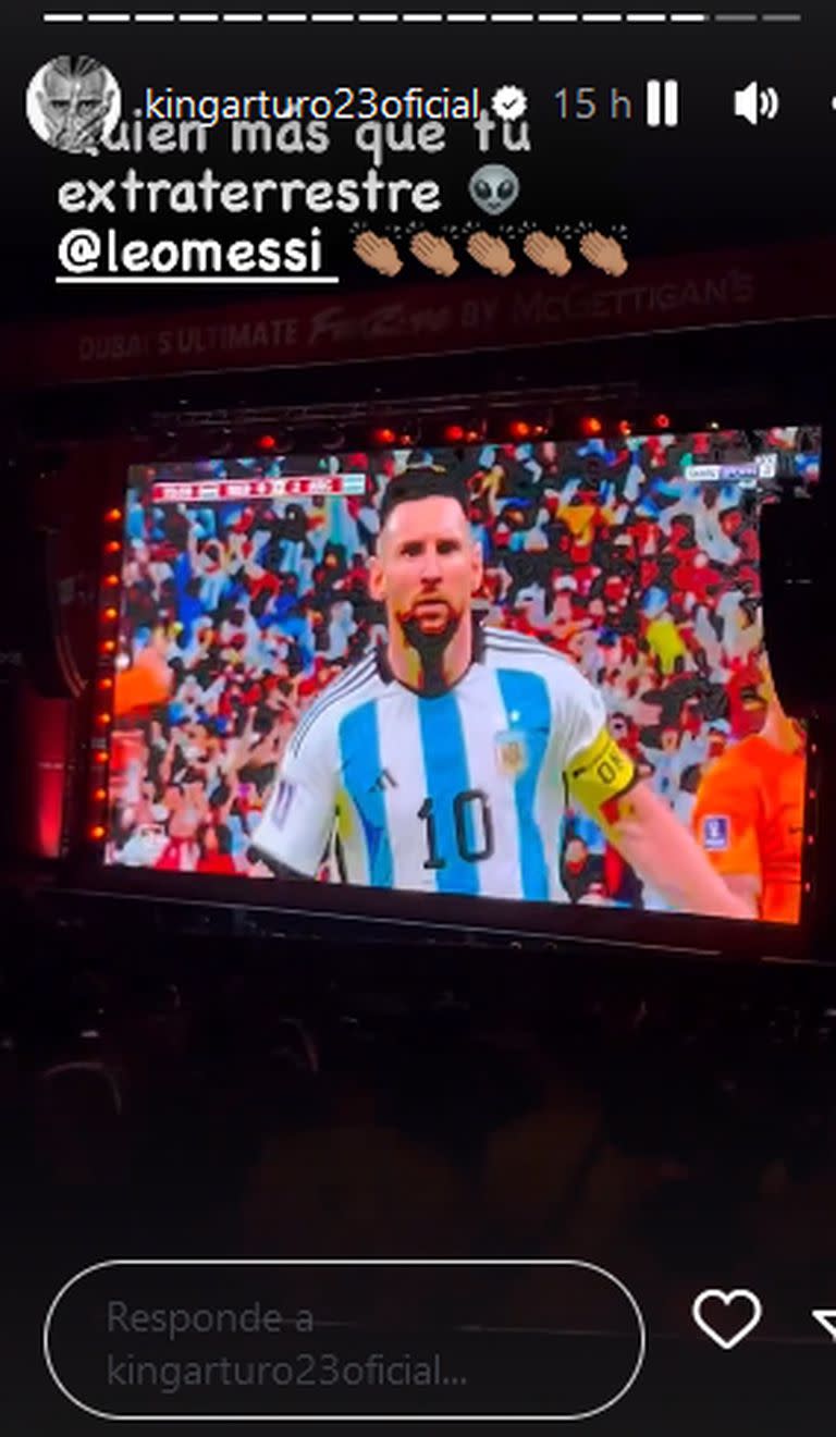 arturo vidal ; felicito a Leo Messi y a la seleccion argentina en su historia de instagram