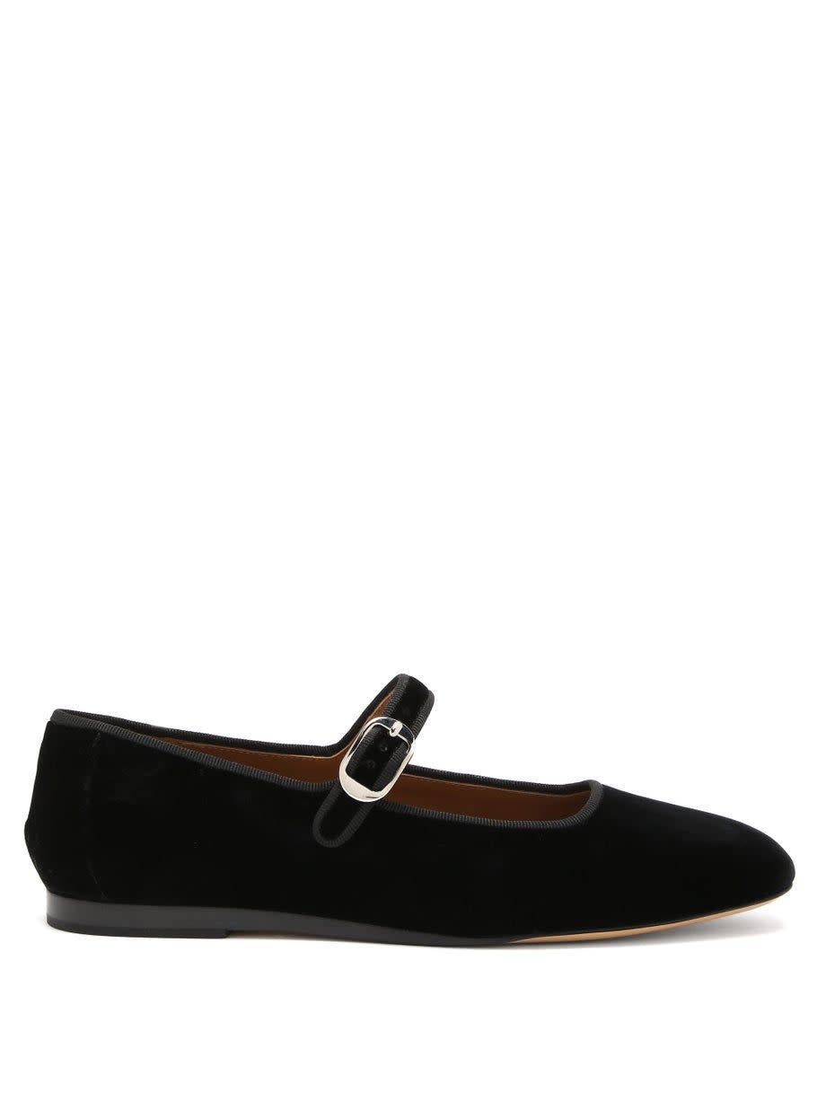 Black Velvet Mary Jane Flats