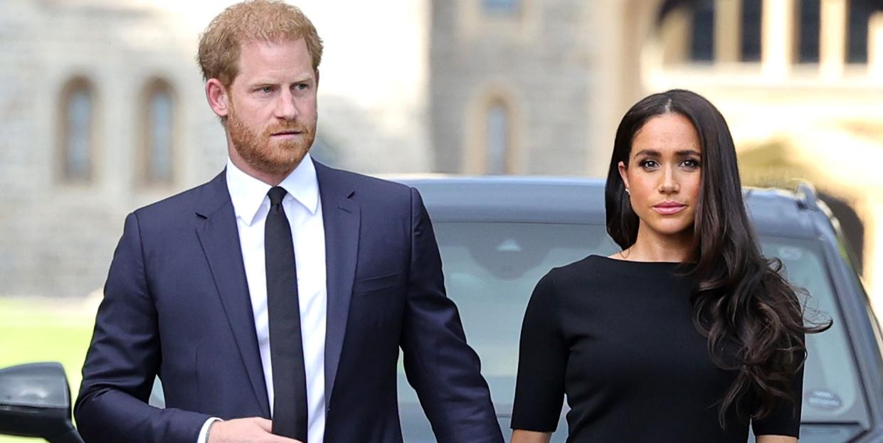 the prince and princess of wales accompanied by the duke and duchess of sussex greet wellwishers outside windsor castle