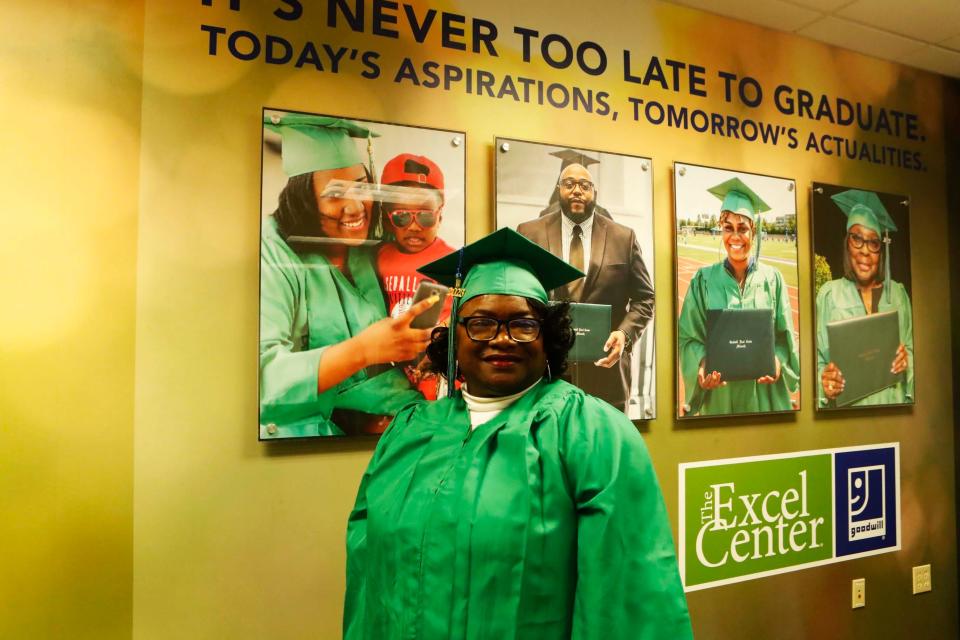Recent graduate, Sandra Wicks, poses for a portrait inside of The Excel Center, on Monday, November 21, 2023 located at 2576 Thousands Oaks in Memphis, Tenn.
