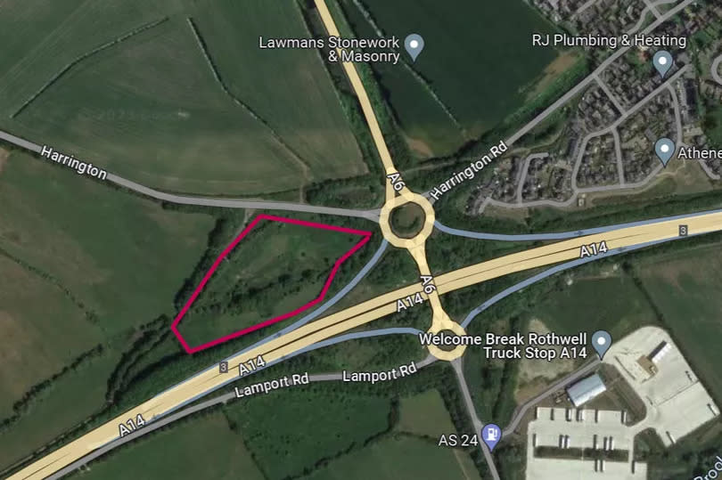 The proposed site is just off of Junction 3 on the A14.