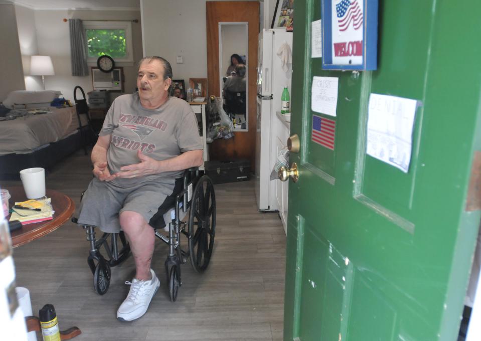 "I’d love to get outside with some of the others," Liberty Lodge resident and U.S. Air Force veteran John LeSanto, said in late July in his apartment at the Sandwich property. John LeSanto was one of a handful of residents who spoke to the Times about declining conditions of the property.