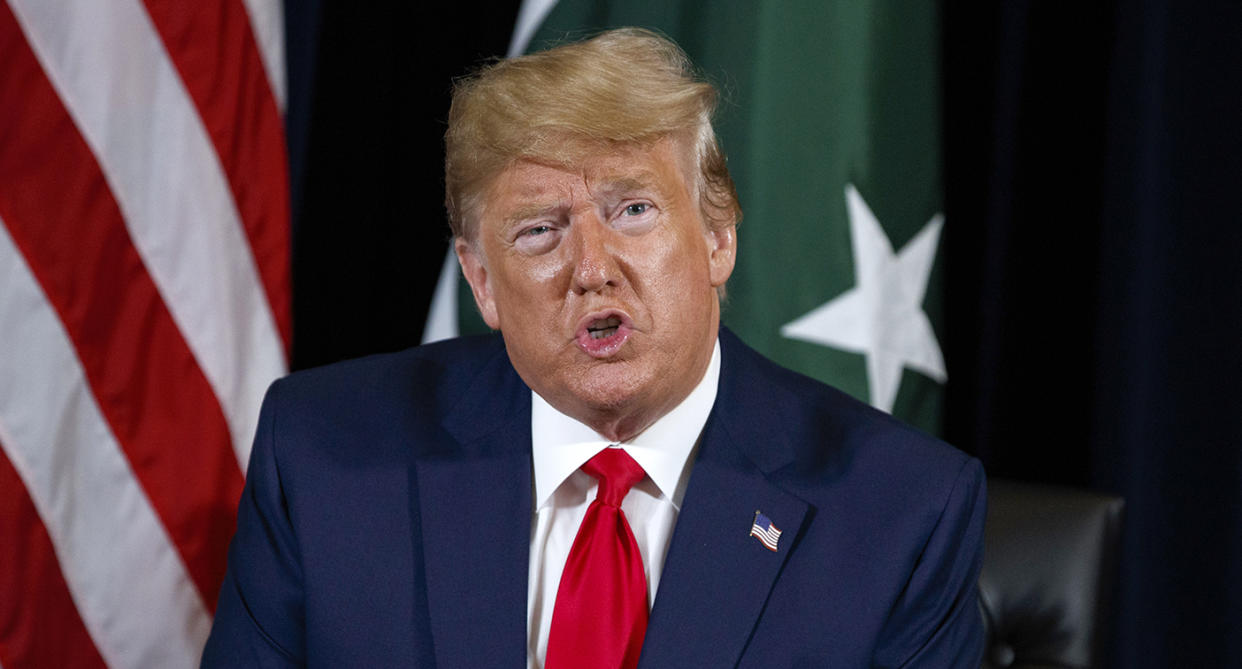 President Donald Trump speaks during the United Nations General Assembly, Monday, Sept. 23, 2019, in New York. (AP Photo/Evan Vucci)