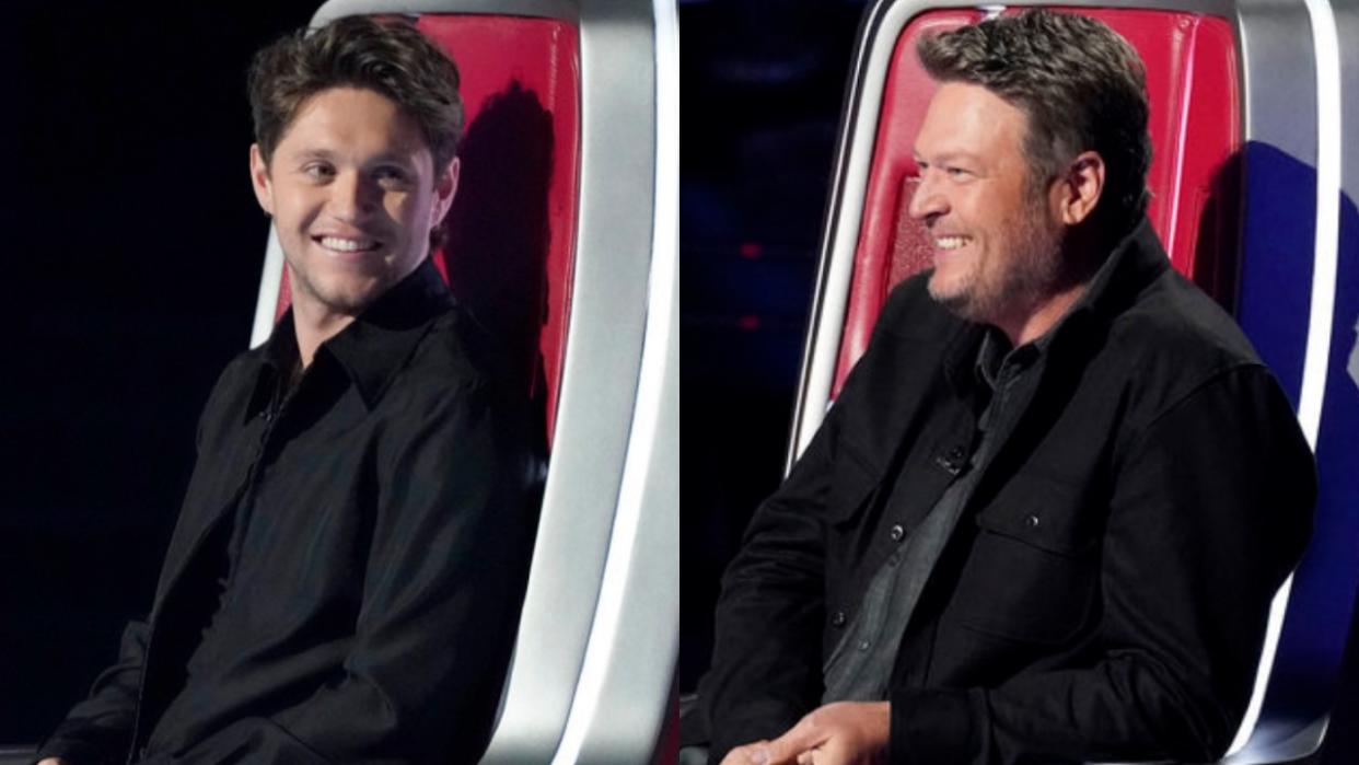  Niall Horan and Blake Shelton on The Voice. 