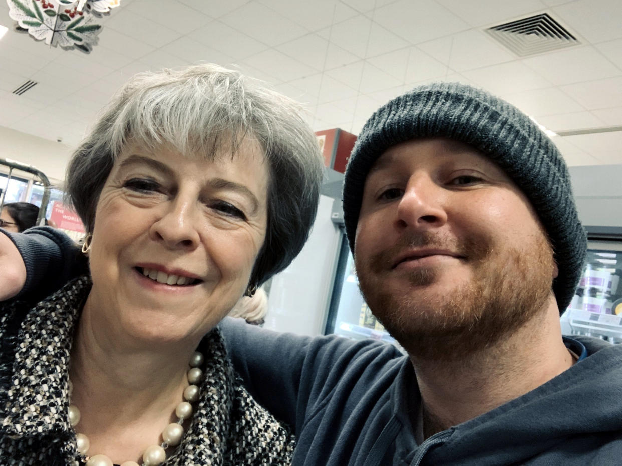 Theresa May took a selfie in Waitrose (PA)