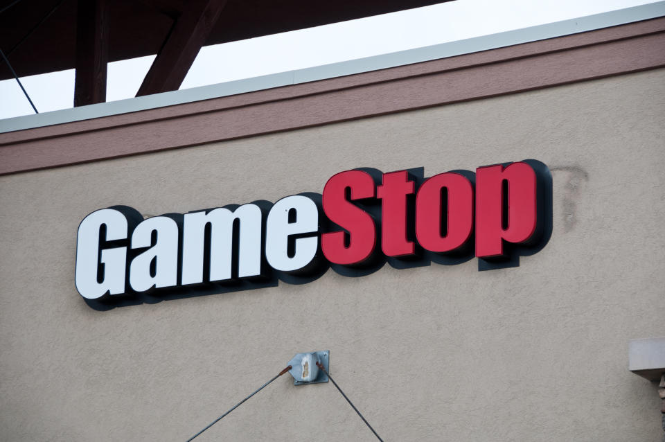 Denver USA - May 02, 2011: Gamestop   logo on one of their stores.  Gamestop sells new and used video and computer games