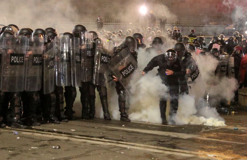 People protest against the "foreign agents" law in Tbilisi