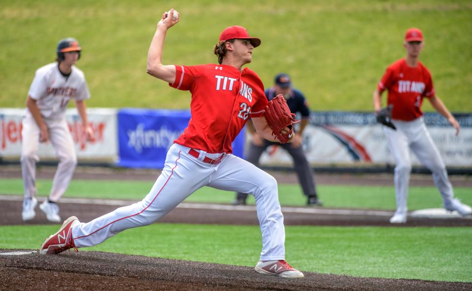 Chatham Glenwood pitcher Parker Detmers throws against the Washington Panthers in the Class 3A state baseball semifinals Friday, June 10, 2022 at Duly Health & Care Field in Joliet.