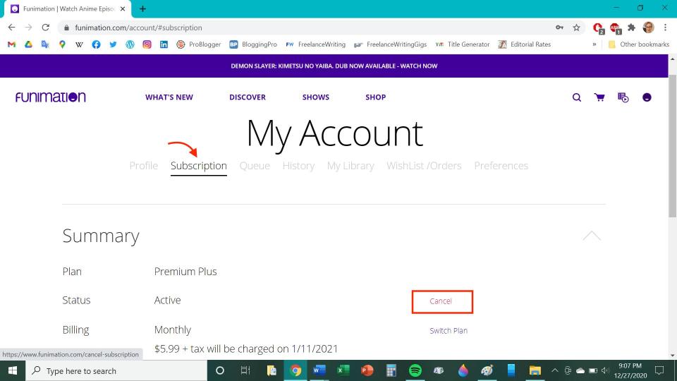12 28 How to cancel Funimation subscription   4