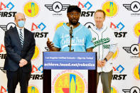 <p>Will.i.am and his i.am.angel foundation teams up with Los Angeles Unified School District Superintendent Austin Beutner and FIRST Robotics to launch Robotics clubs across over 400 local schools on June 23 in L.A. </p>