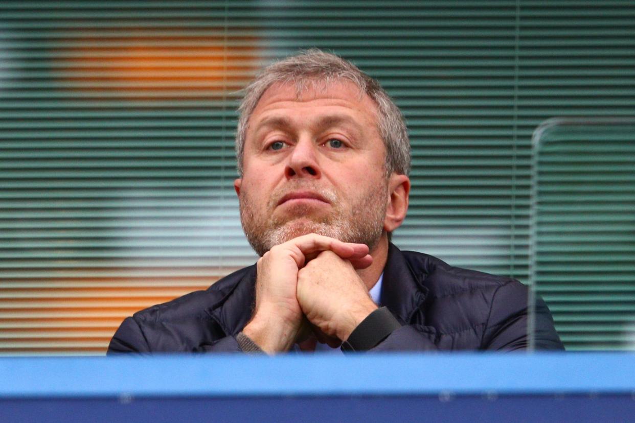 Chelsea owner Roman Abramovich is seen on the stand during the Barclays Premier League match between Chelsea and Sunderland at Stamford Bridge