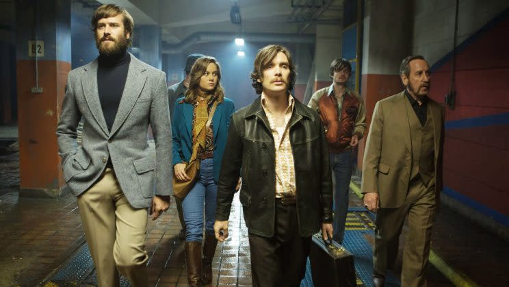 The 'Free Fire' cast (Armie Hammer, Brie Larson, Cillian Murphy, Sam Riley, Michael Smiley) [Photo: A24/Everett Collection]