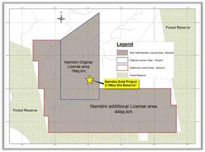 Location of 63 km2 Namdini Mining Lease