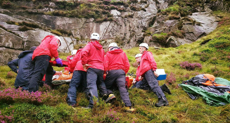 The teen was hiking at Hare’s Gap in Northern Ireland on Saturday when a sheep fell on him. Source: Facebook/ Mourne Mountain Rescue Team