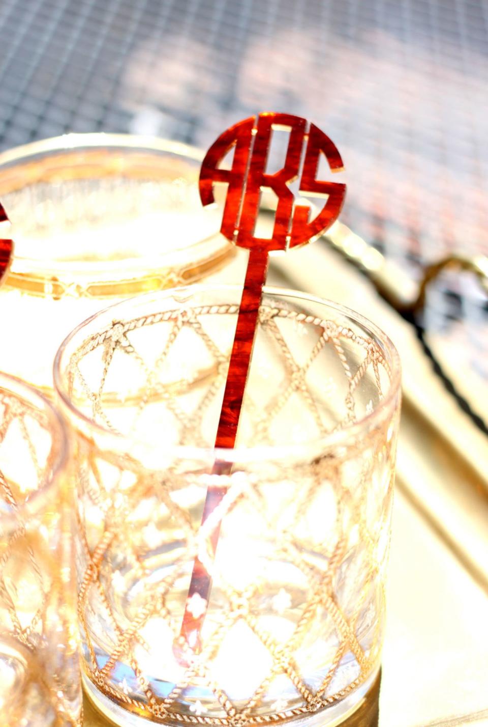 Monogrammed Swizzle Sticks