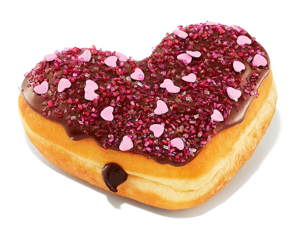 The Brownie Batter doughnut is on the menu for Valentine's Day at Dunkin'.