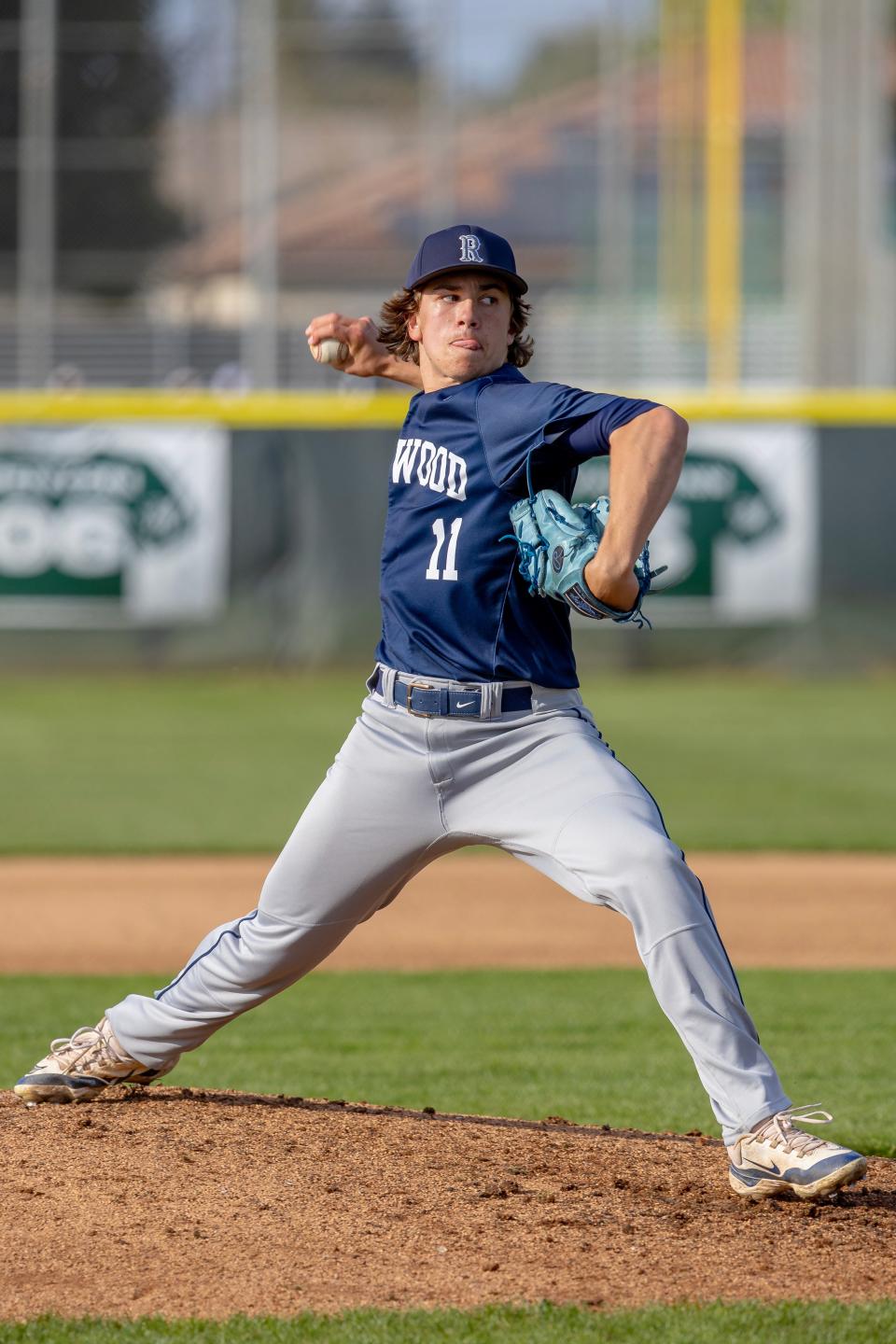 Erik Rico getting the start for Redwood during the East Yosemite League high school baseball game between Redwood and El Diamante.Wednesday, March 13, 2024 at El Diamante High School.