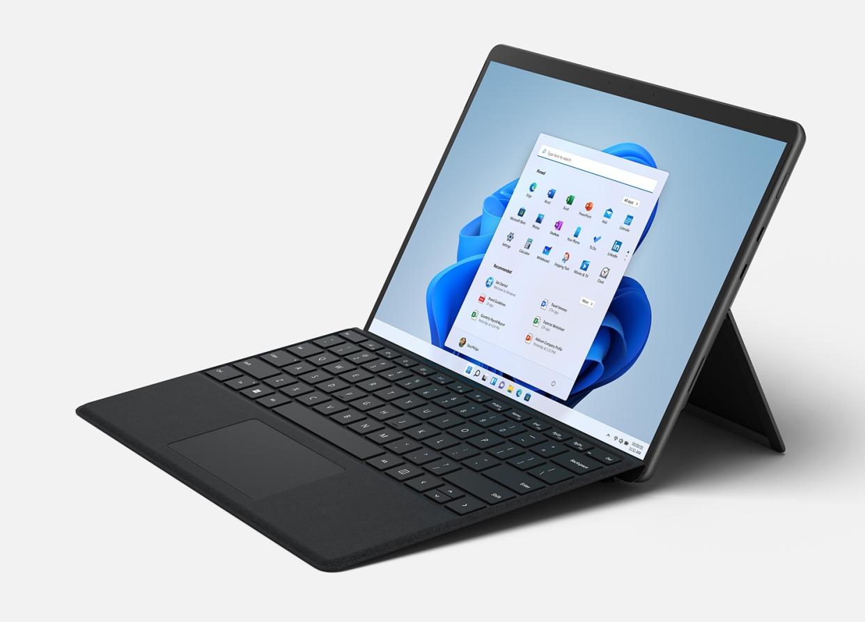 The Surface Pro 8 gets a redesign with a larger screen and smaller bezels. (Image: Microsoft)