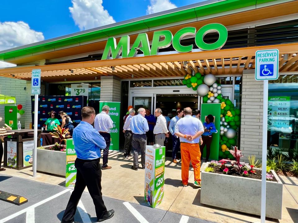Customers enter the new MAPCO at 2301 Carmack Blvd., which hosted its grand opening Tuesday, May 30, 2022.
