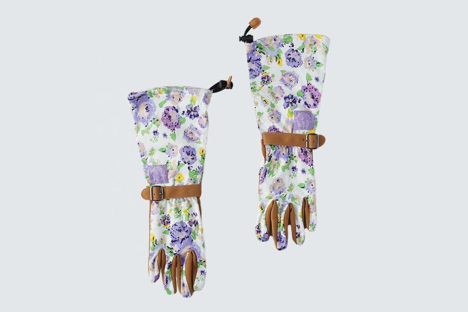 Anthropologie Floral Twill Garden Gloves