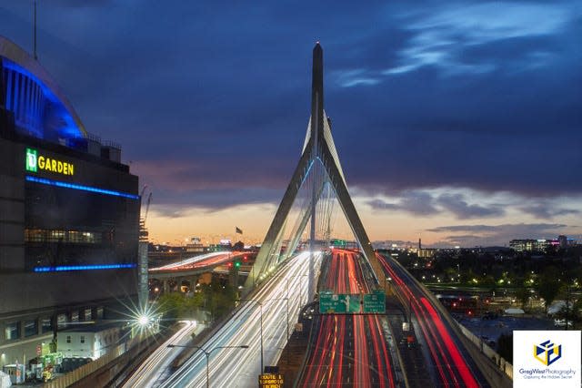 “Passing Storm”, a dusk image of the Zakim Bridge following a rainstorm by Greg West Photography