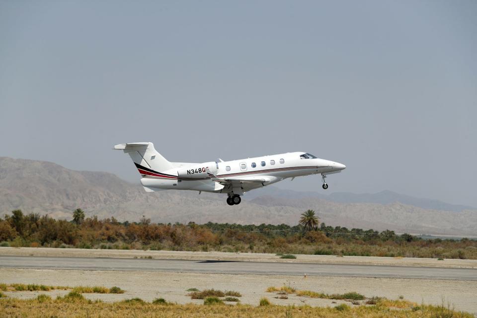 A private jet takes off at Jacqueline Cochran Regional Airport in Thermal on July 11, 2024.