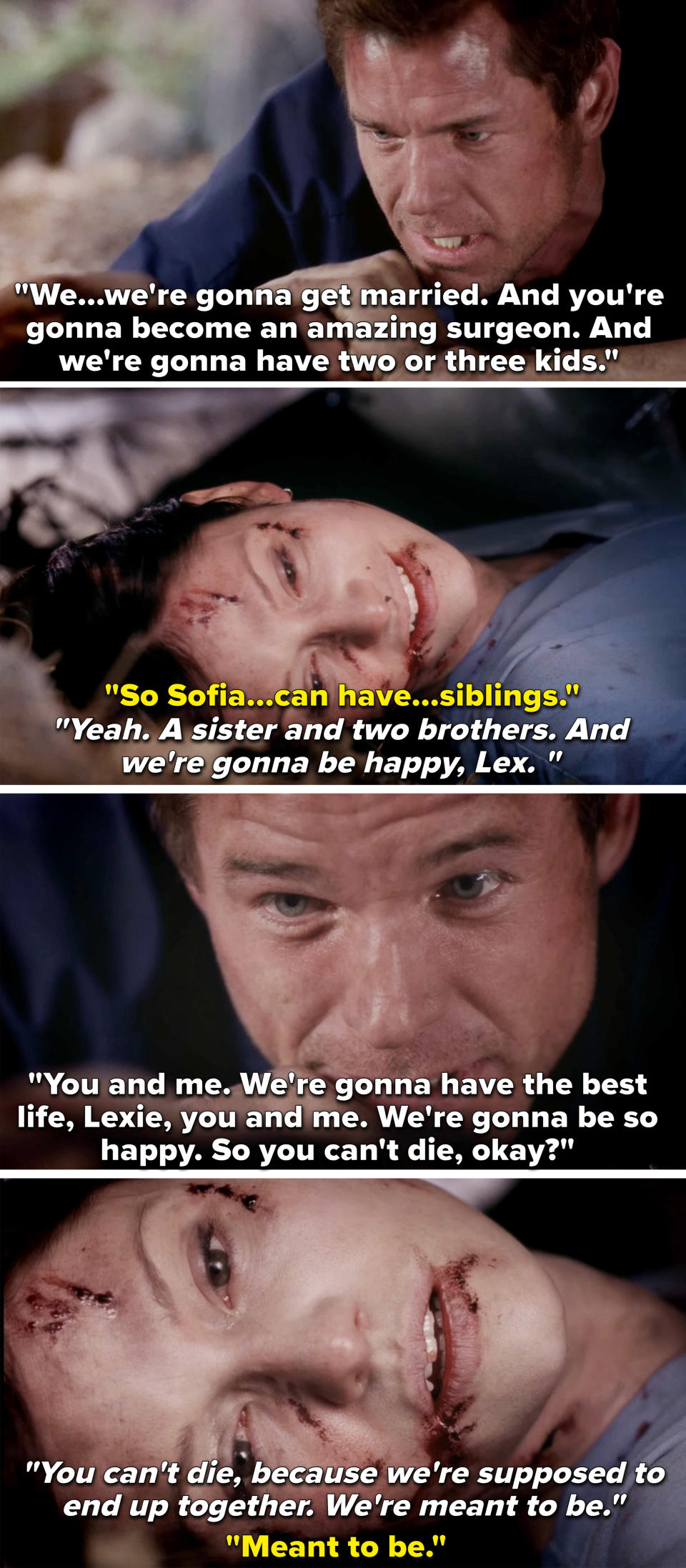 Mark telling Lexie that she can't die because they're meant to be together